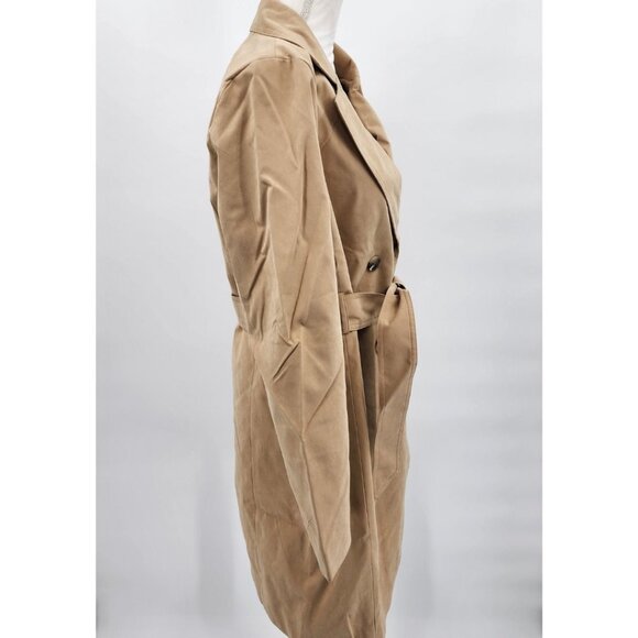 Ladies Khaki Tan Double Breasted Water Resistant Rain Trench Coat M NWT - Picture 5 of 10